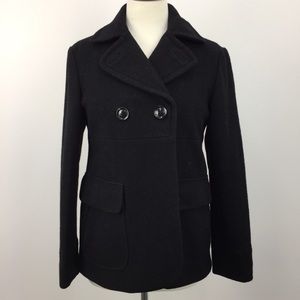Gap Black Wool Double Breasted  Pea Coat, Small